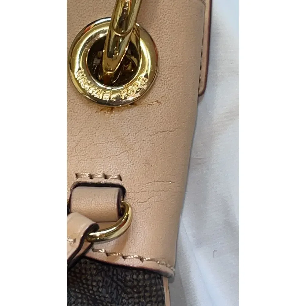 Michael Kors Jet Set  Large Brown Signature Convertible Messenger Cross-body Bag - Picture 7 of 16